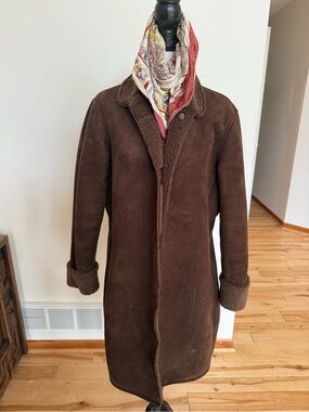 Lands' End Dark Brown Shearling-Trim